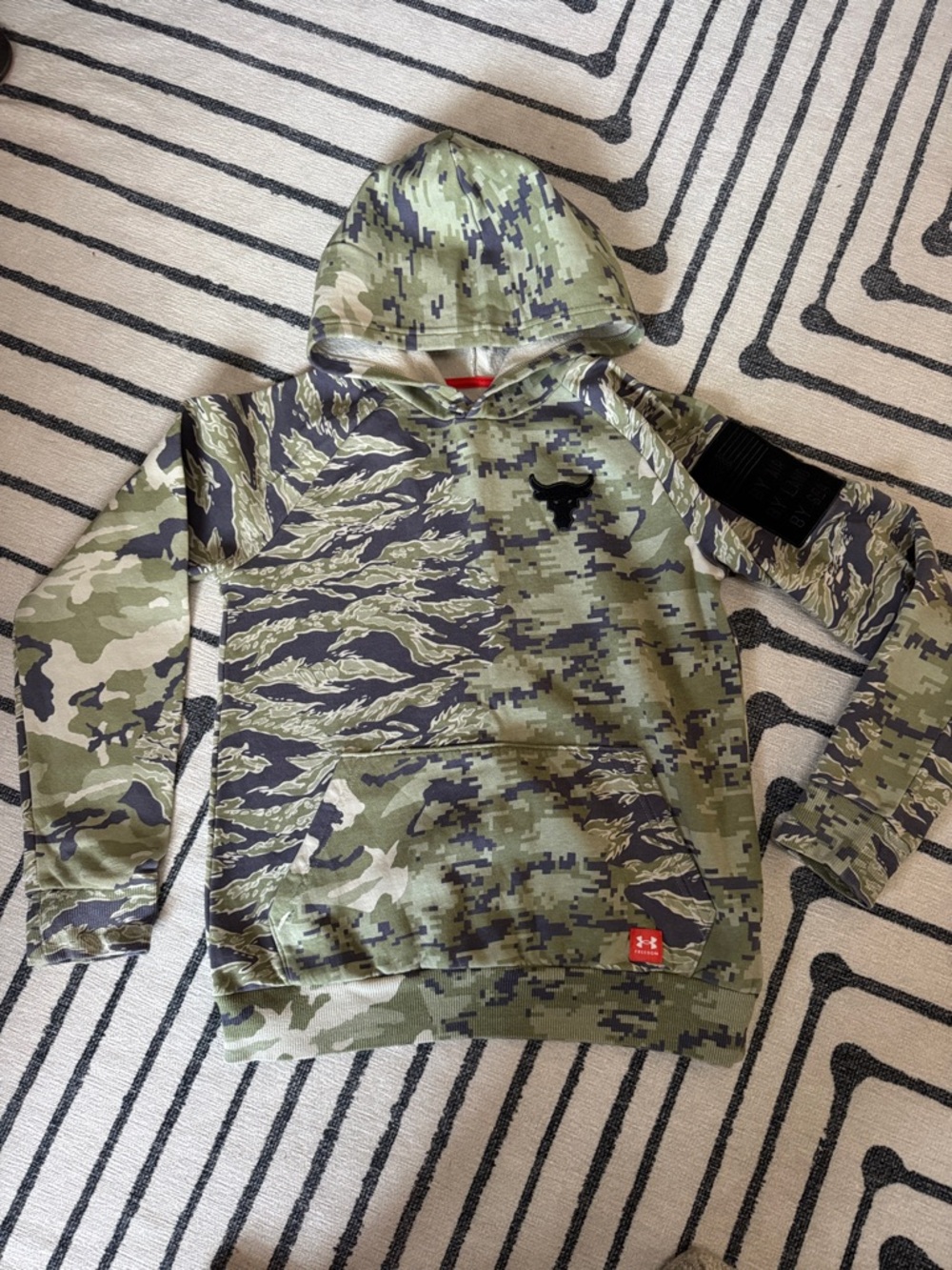 Under Armour Project Rock Green Camo Pullover Hoodie